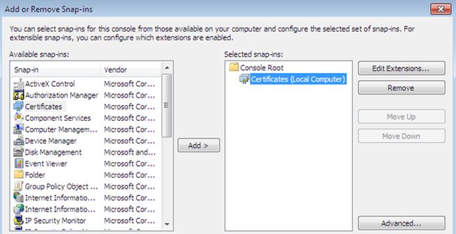 add or remove snap ins